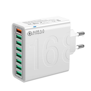 40W 접지 초고속 충전기 8포트 7USB+QC3.0 적용애플 아이폰 아이패드 삼성 갤럭시 픽셀 고속 전원 어댑터SJCDBK