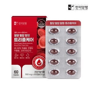 바나바잎추출물 코롤로산 은행잎추출물 코엔자임Q10 토탈케어 한미양행 혈당 혈압 혈행 트리플케어 550mg, 4개, 60정