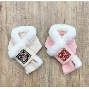 강아지옷 누빔 목도리 한복 설날 추석 면 2 COLOR XS-2XL, 아이보리