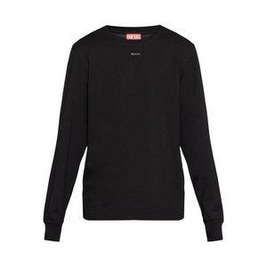 디젤 T-애드저스트-LS-V1 로고 긴소매 티셔츠, 블랙계열, Standard M