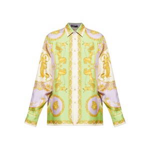 베르사체 바로코 프린트 셔츠, 그린계열+바이올렛/보라계열, Italy 48(KR 39)