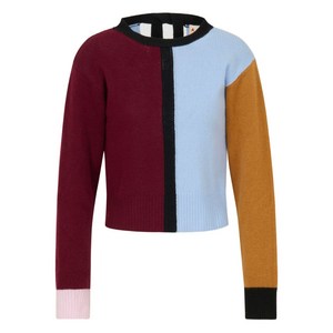 마르니 컬러 블록 긴소매 스웨터, 블루계열+레드계열, Italy 44(KR 66)