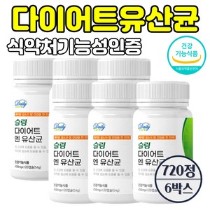 bn17 유산균 다이어트 식약청인증 비엔알17 슬림 다이어트엔 유산균 프로바이오틱스, 6개, 120정