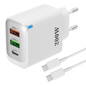 3in1 c타입 고속 충전기 200W 2USB+1PD3.0 + C TO C 1M 100w 케이블 세트