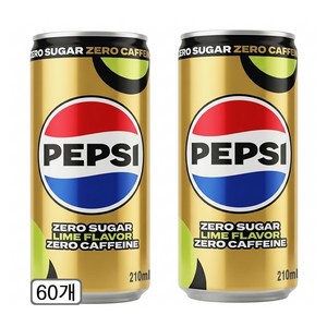 펩시 제로슈거 라임향 제로카페인 탄산음료, 210ml, 60개