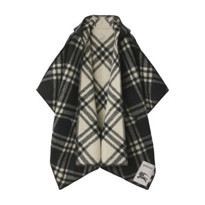버버리 체크 울 후드 케이프