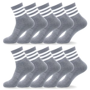 남성용 삼선 중목 스포츠 양말 10켤레, 남성(250~280..., 그레이, 10개