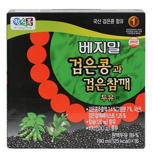 베지밀 검은콩과 검은참깨 두유, 190ml, 16개