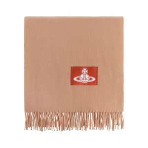 비비안웨스트우드 로고 패치 프린지 스카프