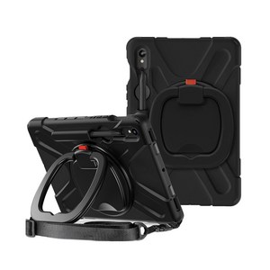 갤럭시탭 폴리곤 프라임 아머 케이스 어깨끈 포함, 매트블랙, 갤럭시탭S9/S8/S7 공용