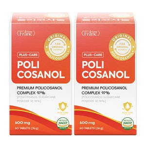 [정품] 플러스케어 폴리코사놀 117.6mg 1일 식약청 인증 해썹, 60정, 2개