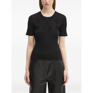 겐조 골지 니트 다이아몬드 패턴 탑, 블랙계열, Standard XS