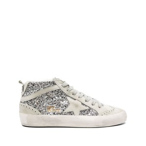 골든 구스 미드 스타 글리터 디테일 가죽 스니커즈, Italy 39(KR 255), 실버계열+그레이계열