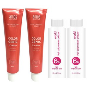 아모스 칼라제닉 잇츠글로우 80ml 산화제포함, 7NB, 2개