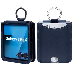 폰누리 갤럭시 Z플립7 링 힌지보호 가죽 카드 휴대폰 케이스