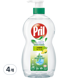 프릴 시크릿 오브 그린파워 주방세제 레몬 그라스향, 700ml, 4개