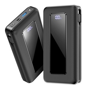 UOOFON 대용량 보조배터리 40000mAh 일체형 고속충전 PD 22.5W QC3.0잔량표시 멀티단자