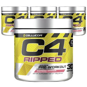 셀루코어 C4 립드 프리-워크아웃 앤 커팅 포뮬러 라즈베리 레모네이드 맛, 183g, 4개