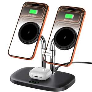 SwanScout 706M 아이폰 2대 동시충전 자석형 3in1 무선충전기 듀얼 스마트폰+에어팟 충전 호환