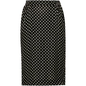 생로랑 폴카 도트 실크 미디 스커트