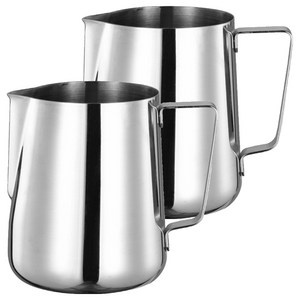 Mojia 스테인리스 밀크저그 600ml, 실버, 2개