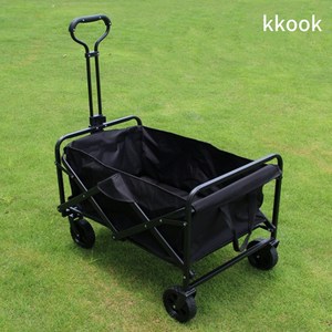 케이꾹 접이식 캠핑 웨건 카트 상판 롤테이블(별도), 1개, 캠핑 카트(블랙)