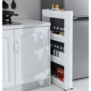 이지호미 틈새 다용도 수납 선반 이동식 트롤리 수납장 12cm 냉장고 세탁기 좁은 공간