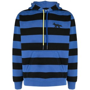 메종키츠네 스트라이프 패턴 저지 후디, 블루계열+블랙계열, Standard L(KR 105)