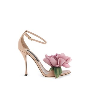 돌체앤가바나 데시레 플라워 아플리케 레더 앵클 스트랩 샌들, Europe 39(KR 260), 베이지계열+핑크계열