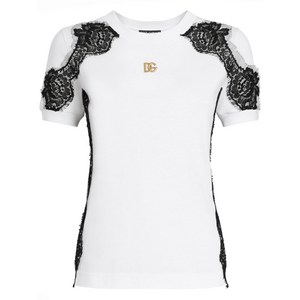 돌체앤가바나 DNA 레이스 디테일 셔츠, 화이트계열+블랙계열, Italy 46(KR 77)