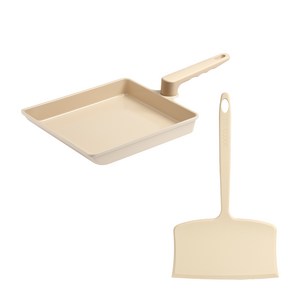 트루쿡 IH 세라믹 대형 계란말이팬 실리콘 자이언트 뒤집개 세트 베이지