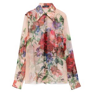 돌체앤가바나 카멜리아 프린트 셔츠, 핑크계열+레드계열, Italy 42(KR 55)