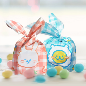 리리월드 귀여운 구디백 어린이집 선물 포장 보자기 봉투, 50장, 11 체크곰앤토끼