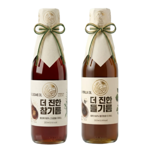 [들녘] 전통압착 더 진한 통참깨100% 참기름 350ml 1병 + 통들깨100%들기름 350ml 1병