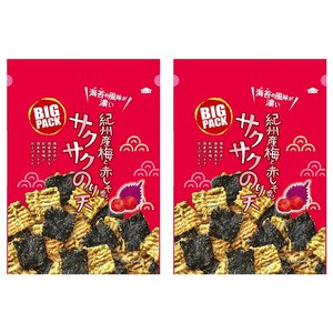 Maruka Food Expenses Rich Series 기슈산 매실과 붉은 차조기 향이 나는 바삭바삭한 김 튀김 스낵 대용량, 80g, 2개