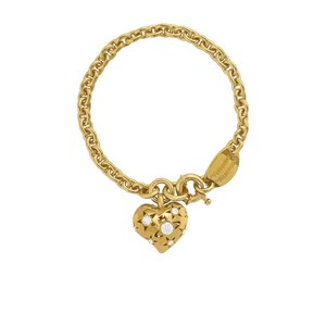 비비안웨스트우드 하트 참 체인 브레이슬릿, Numeric 1, 골드계열
