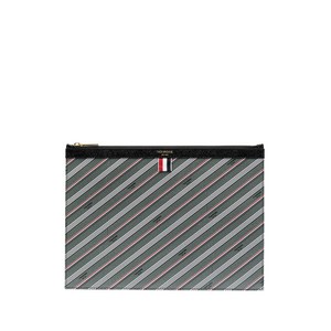 톰 브라운 스트라이프 로고 프린트 클러치