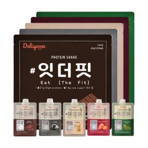 델리스푼 잇더핏 단백질 쉐이크 5주플랜(35개입) (더블초코1주+흑임자1주+미숫가루1주+고구마1주+녹차라떼1주), 5개, 280g