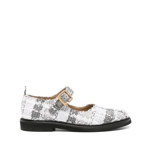 톰 브라운 타탄 체크 트위드 발레리나 슈즈