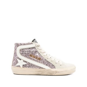 골든 구스 글리터 패널 하이탑 스니커즈, Italy 37(KR 245), 핑크계열+베이지계열