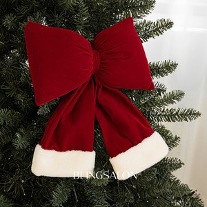 블링살롱 트리 꼭대기 포인트 대형 크리스마스 벨벳 리본 트리탑 오너먼트 3타입 호텔 리스장식