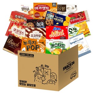 탕비실 사무실 인기과자 꽉꽉 박스과자세트 14p (초코하임+버터와플+쿠크다스+엄마손파이+마가렛트+오뜨+몽쉘+칙촉+카스타드+롯샌+빈츠+오예스+누룽지팝+후렌치파이), 과자 14p, 1세트