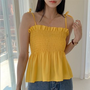 [끄란느] 엘르 스모크 끈 나시 블라우스 5color CR24BL001