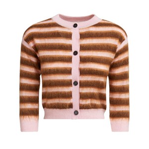 마르니 스트라이프 브러시드 울 가디건, 핑크계열+브라운계열, Italy 42(KR 55-66)