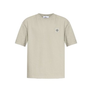 스톤 아일랜드 로고 패치 코튼 티셔츠, 베이지계열, Standard L(KR 100)