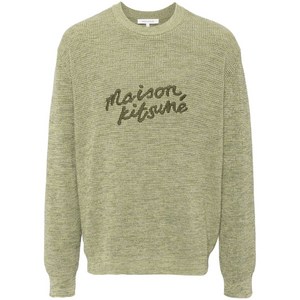 메종키츠네 로고 자수 스웨터, 그린계열, Standard S(KR 95)