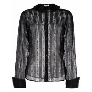 생로랑 프릴 넥 레이스 셔츠, 블랙계열, France 38(KR 66)