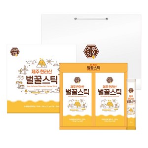제주양봉 1등급 제주 한라산벌꿀 꿀스틱 8호 12g x 20p + 쇼핑백, 240g, 1개