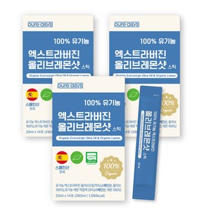 퓨어데이즈 100% 유기농 올레샷 엑스트라버진 올리브오일 레몬즙 스틱, 20ml, 42개