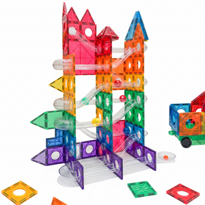 맥킹덤 롤러코스터 맥타일즈 자석 블럭 교구 마블런 장난감 104PCS LED공 포함